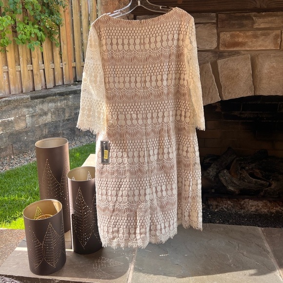 NWT Jessica Howard Lace Overlay Cream Dress Size 16 - Picture 4 of 9